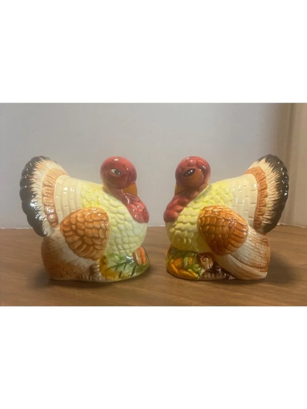 WCL Thanksgiving Turkey Salt & Pepper Shakers Ceramic Seasonal Decor VTG 90s